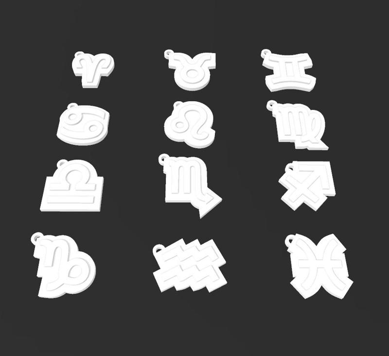 Zodiac signs Keychain Necklace HD7