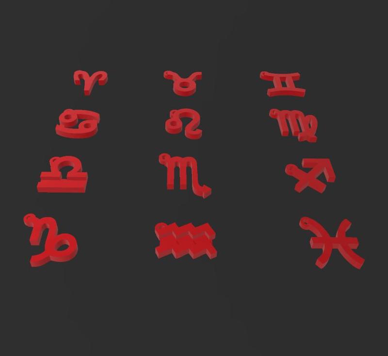 Zodiac signs Keychain Necklace HD1