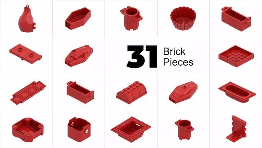 TwindBricks3D - 31 Piece Object Container Collection - Part 2