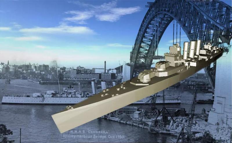 waterline WW2 HMAS Canberra