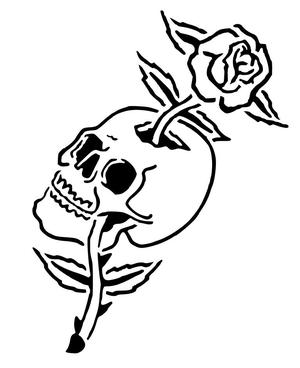 Skull Rose stencil 3