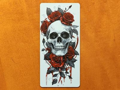 Skull and Roses Bookmark - Hueforge