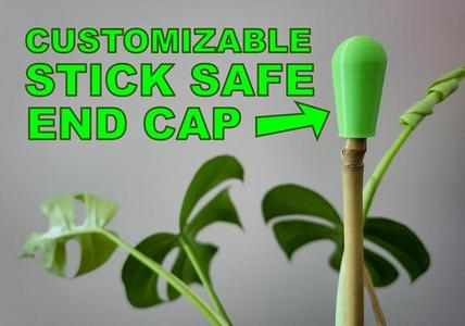 Customizable stick safe end cap (eye protector)