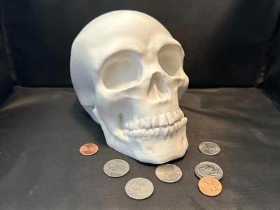 125mm Tall Gothic Skull Bank - Threaded Cap