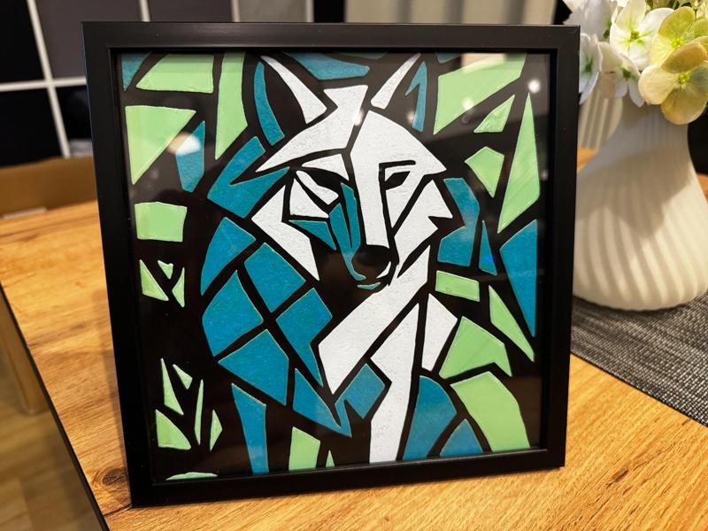 Mosaic Wolf – ultra-thin 20 × 20 cm 3D Picture