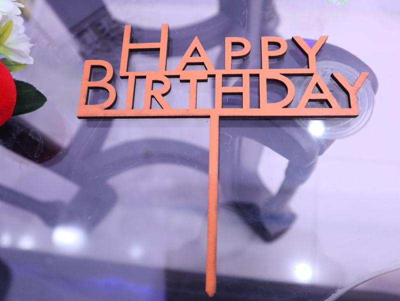 Laser Cut Simple Happy Birthday Cake Topper Vector