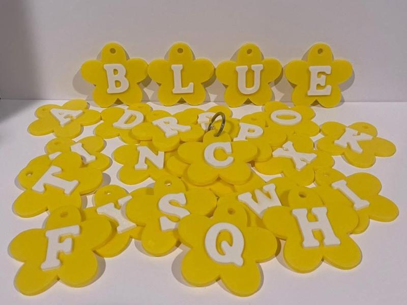 Flower A-Z Initial Keychains 