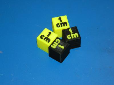 1cm scale cube with label