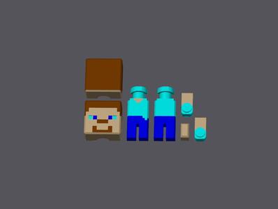 Minecraft Steve mini figure [No glue / Click system]