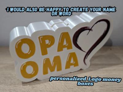 personalized name money boxes Opa & Oma