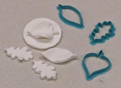 Leaf cookie cutters: oak, elm, and lime tree leaves