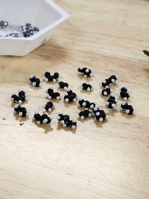 Alkene Molecule Models to scale two sizes (Ethene/Ethylene, Propene/Propylene, cis-2-butene & trans-2-butene)