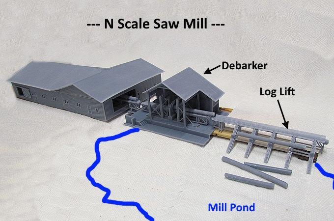 N Scale Sawmill Mill Pond Lift & Debarker Building....