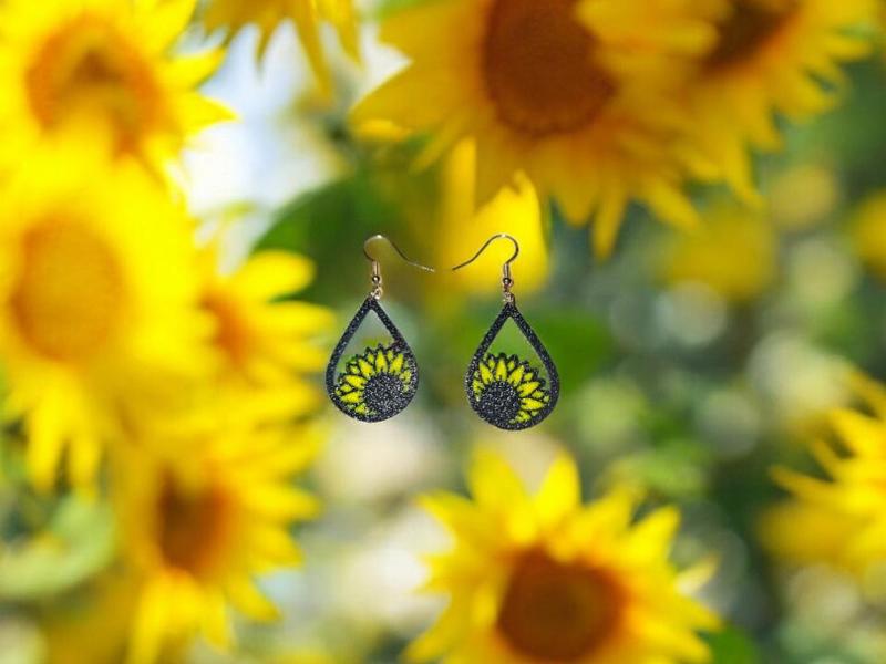 Sunflower in a drop earrings