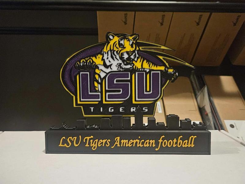LSU tigers with skyline of Louisiana Football