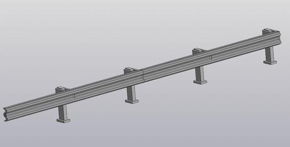Road guardrail (road barrier) of Soviet/Russian type in 1/87 scale
