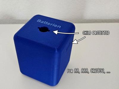 Trash bin for batteries - child protected