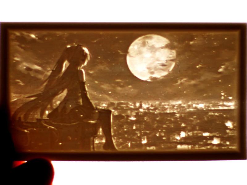 Lithophane - Hatsune Miku Night Scene Lithophane