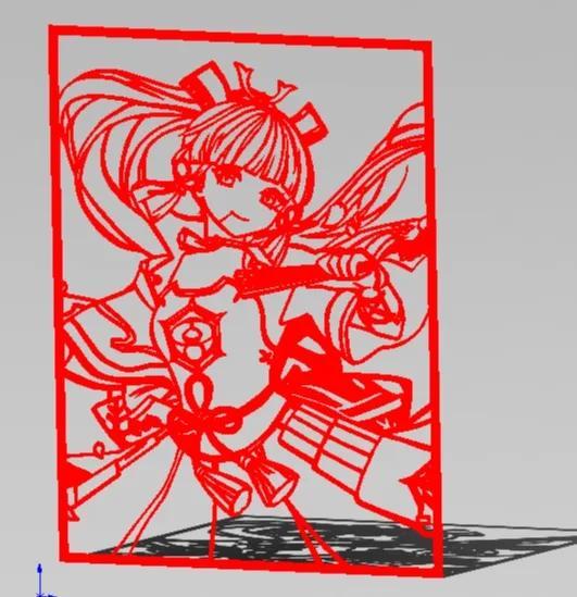 Window Lattice Paper Cutting -- Genshin Impact -- Kamisato Ayaka