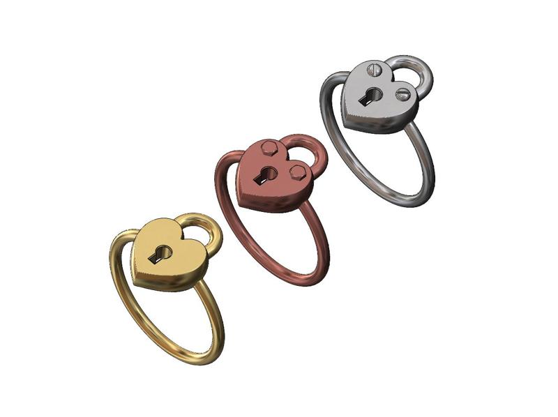 Heart shaped lock bands US sizes 6 7 8 3D print model