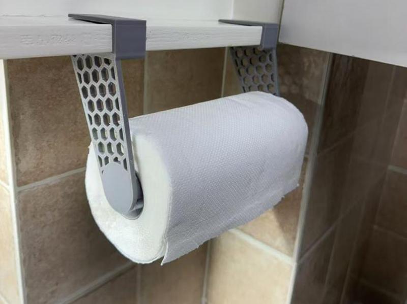 Under-cabinet paper towel holder, no damage installation