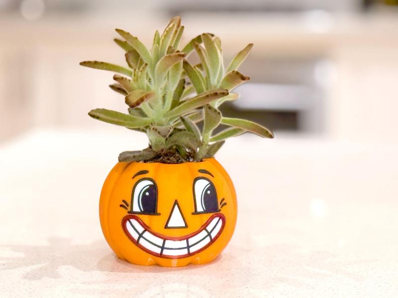 Vintage Halloween Pumpkin - Planter Pot