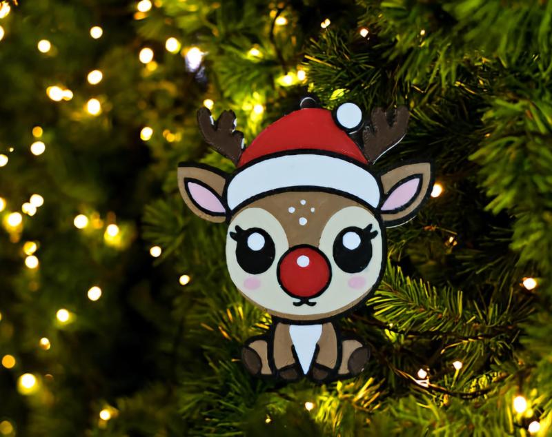 7 color Baby Rudolph Santa Hat Christmas Ornament
