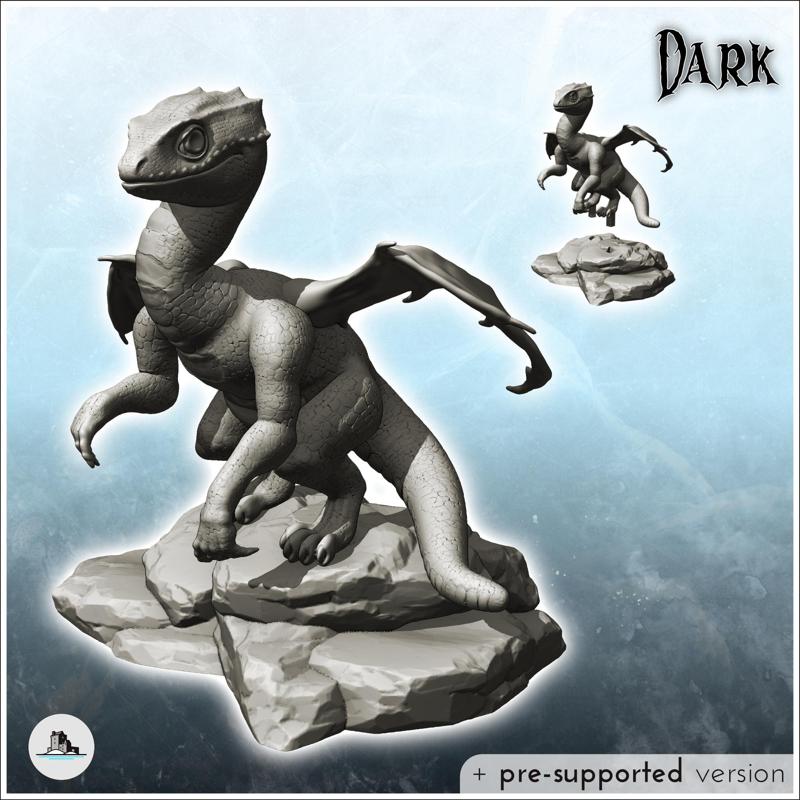 Roaring dragon with open mouth and spiked tail (29) - Medieval Dark Chaos Animal Beast Undead Tabletop Terrain