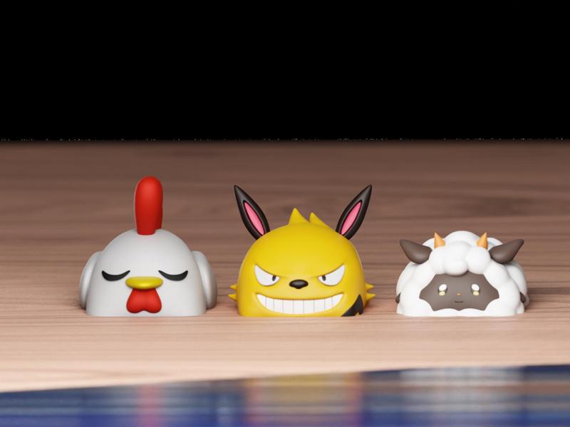 Palworld KeyCaps Set Chikipi Lamball Grizzbolt FanArt