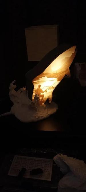 Leaping salmon lithophane   