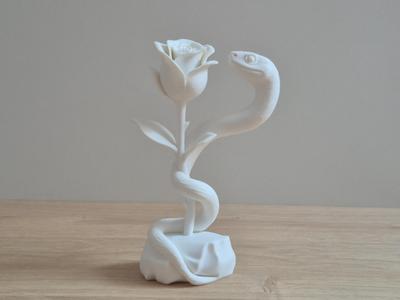 Snake and Rose – elegant 3D Printed Sculpture