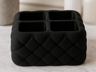 Black Ottoman-Style Quilted Organizer