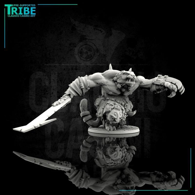 (L 0008) Male felinid monster abomination with big sword (Large)