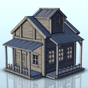 Western house with terraces and roof window (3) - Wild West USA America cow-boy