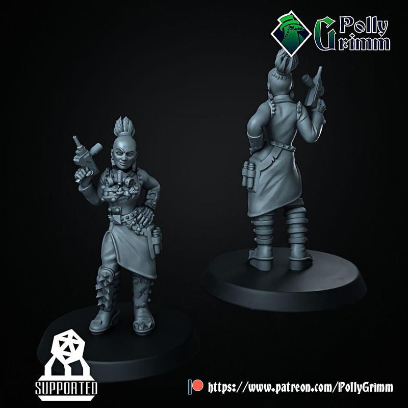 Tabletop sci-fi post apocalypse miniature. Wasteland Amazons. Doctor