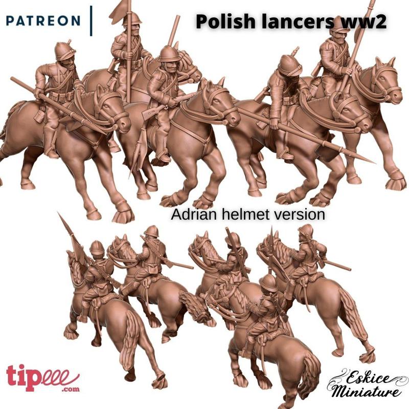 Polish Lancers with helmet on horses - 28mm