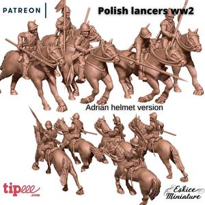 Polish Lancers with helmet on horses - 28mm