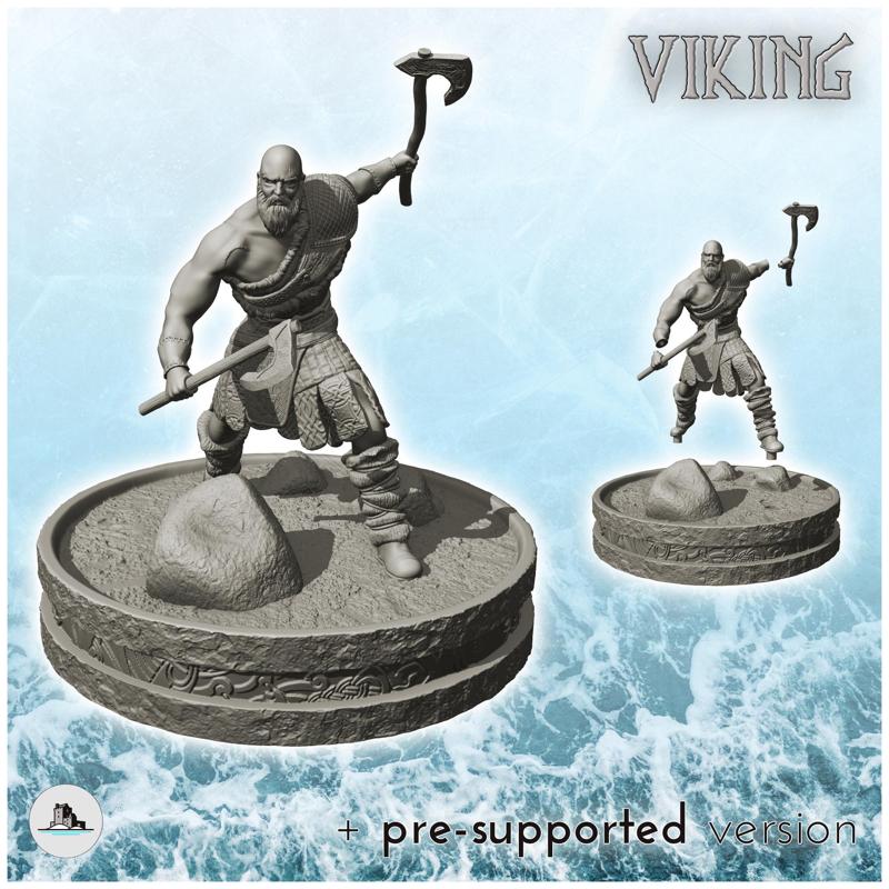 Viking warrior with two axes and shaved head (1) - Alkemy Lord of the Rings War of the Rose Warcrow Saga