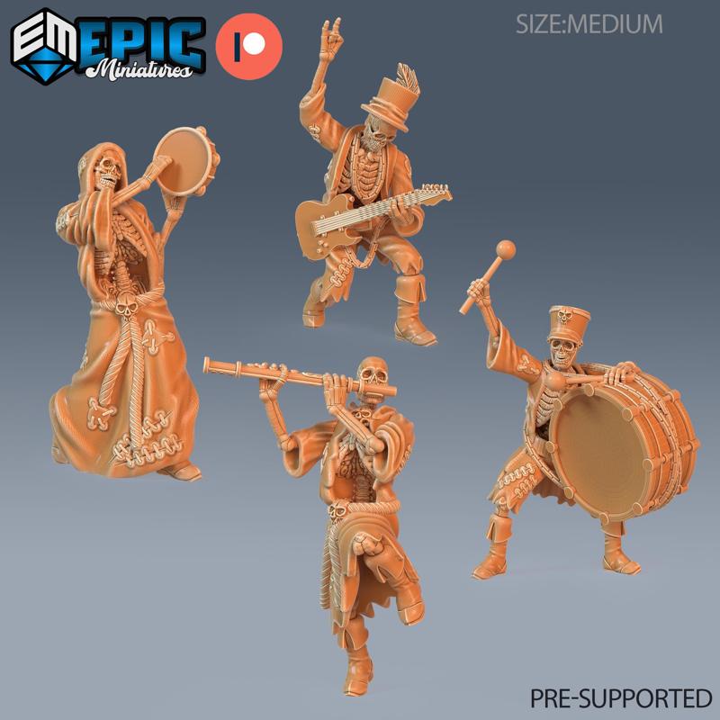 Skeleton Musician Set / Undead Music Performer / Walking Dead / Evil Army / Graveyard Encounter
