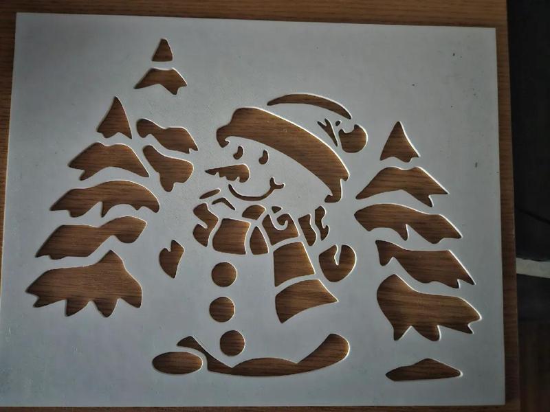 Snowman window snow spray stencil   