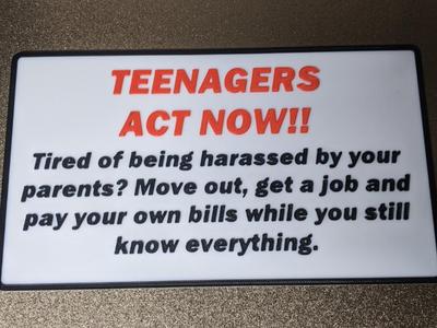 Teenager advise sign