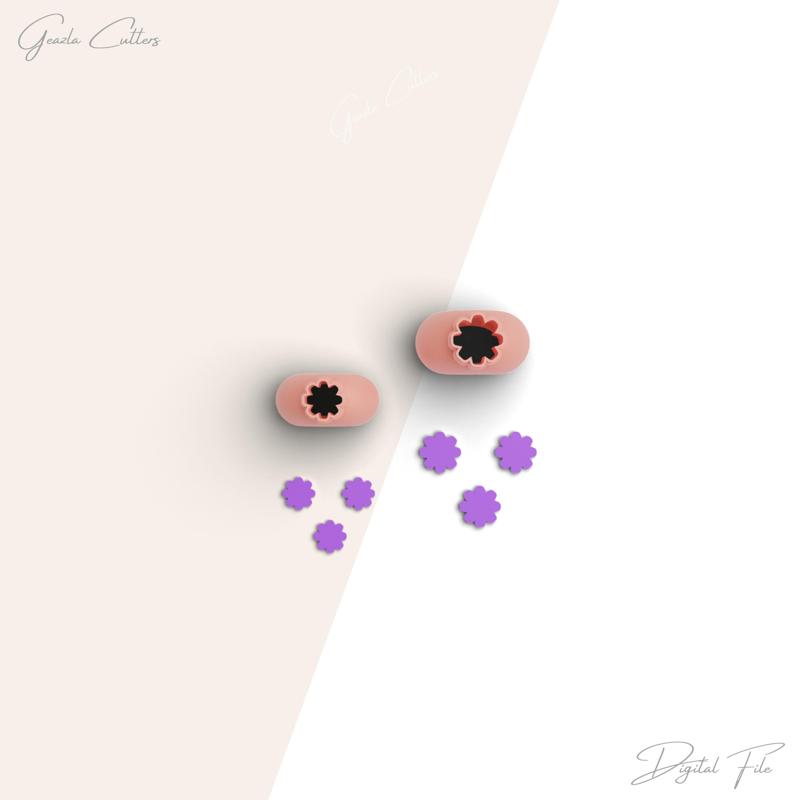 Flower Micro Clay Cutter, Floral Polymer Clay Cutter, Tiny Clay Cutter, 2 Sizes Included, Digital STL File, No: 26