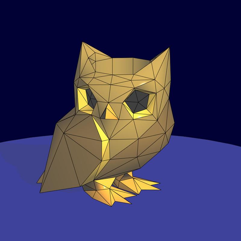 owl flowerpot low poly