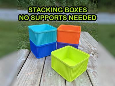 Small parts stacking boxes (no supports)