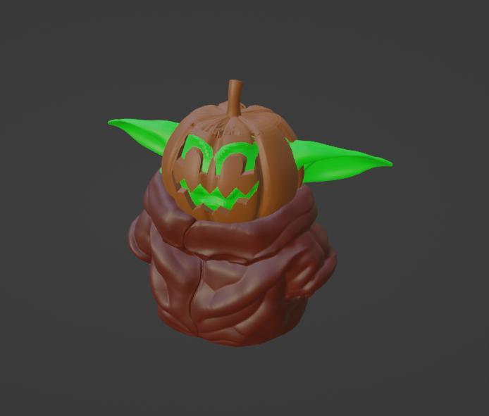 Baby yoda celebrates halloween