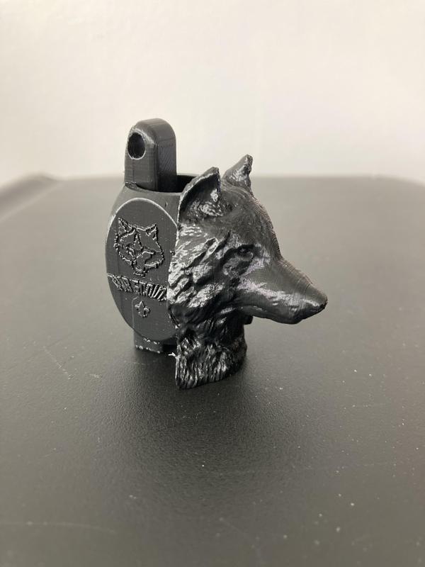 Wolf Neckerchief Scout Slide - Built-in Emergency Whistle