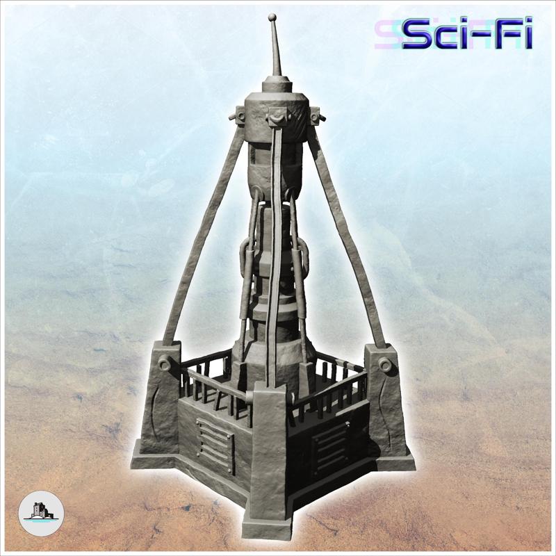Relay station on platform with broadband antenna (11) - Future Sci-Fi SF Zombie plague Post apocalyptique Terrain Tabletop Scifi