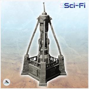 Relay station on platform with broadband antenna (11) - Future Sci-Fi SF Zombie plague Post apocalyptique Terrain Tabletop Scifi