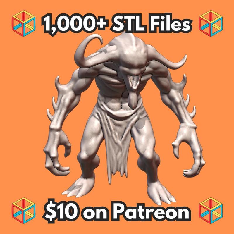 28mm DND Demon-like Creature with Spikey Clawed Hands MineeForm FDM 3D Print STL File