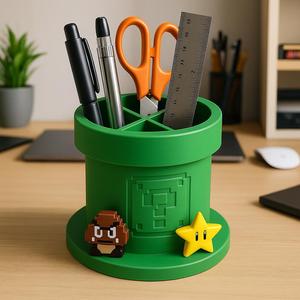 Pipe Desk Organizer — Retro Gaming-Inspired Storage